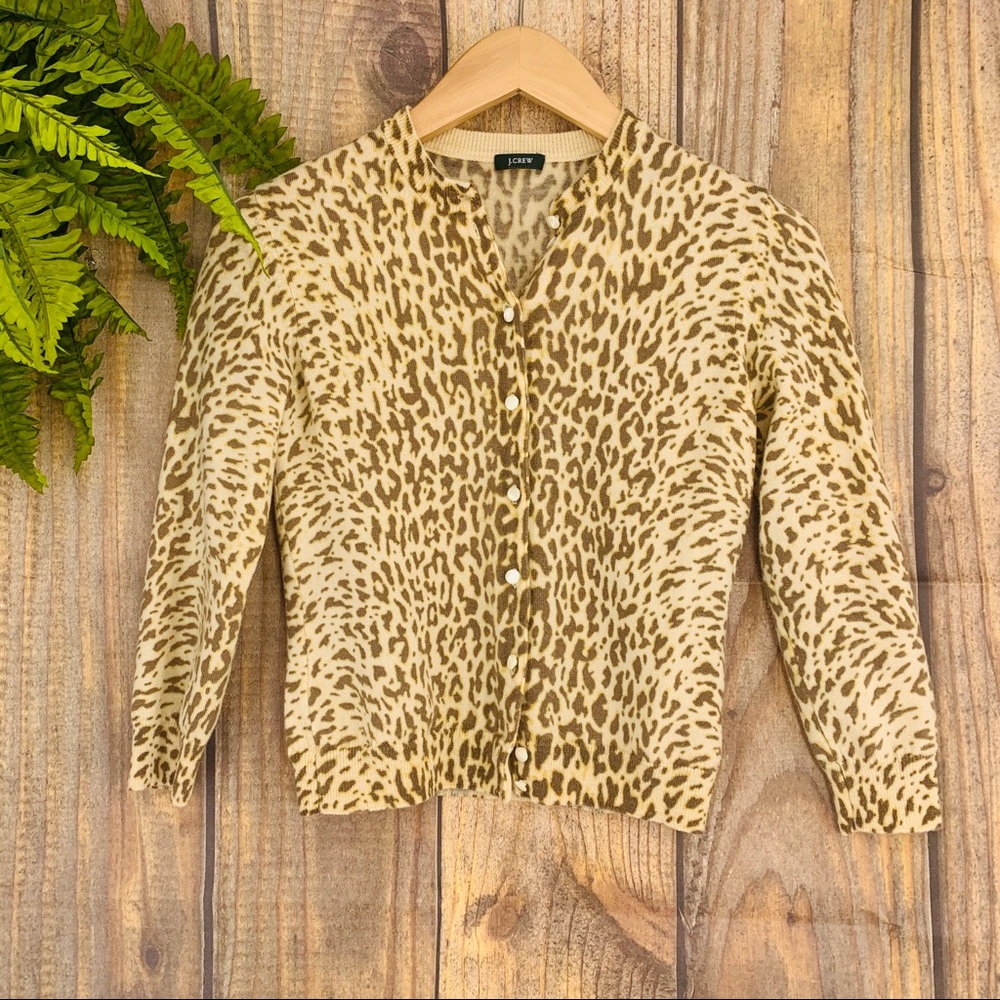 J. Crew Leopard Print Cropped Cardigan S - image 5